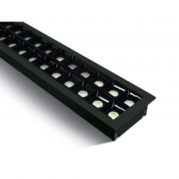 ONE Light Recessed LED Linear Profiles - inbouw plafondverlichting - 130 x 8 x 5,5 cm - 40W LED incl. - zwart - warm witte lichtkleur