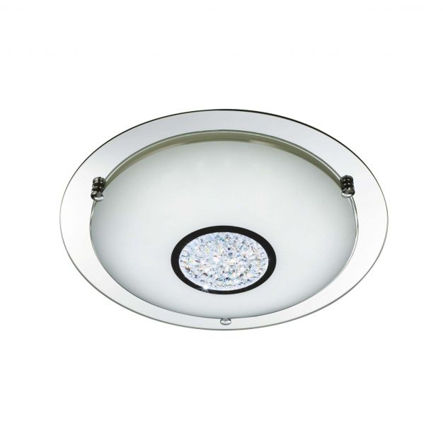 Searchlight Bathroom - plafondlamp badkamer - Ø 42 x 9 cm - 18W LED incl. - IP44 - chroom