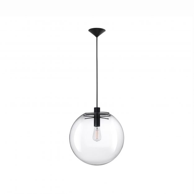 Nova Luce Ovvio - hanglamp - Ø 30 x 185 cm - transparant en zwart