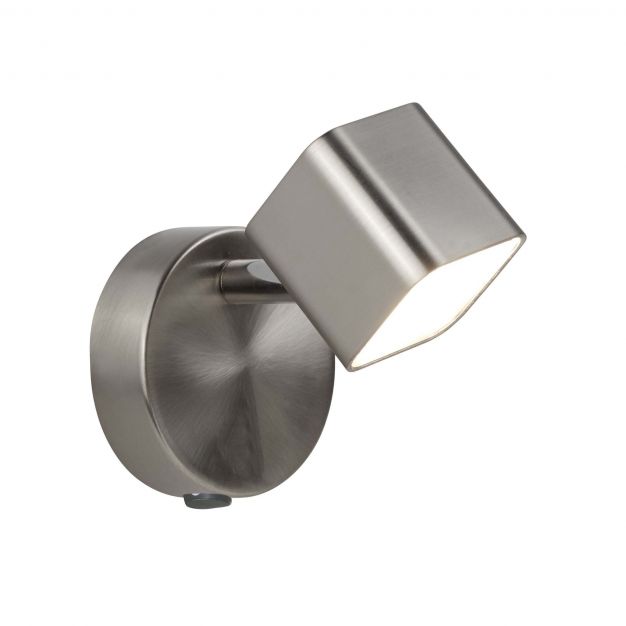 Searchlight Quad - wandspot met schakelaar - 9 x 11,5 cm - 4W dimbare LED incl. - satijn zilver