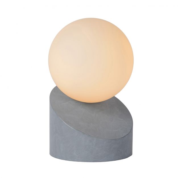 Lucide Len - tafellamp - 16 cm - grijs en opaal