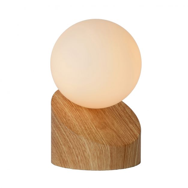 Lucide Len - tafellamp - 16 cm - licht hout en opaal