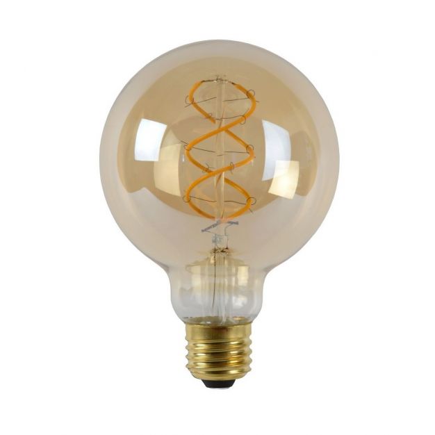Lucide LED filament lamp - Ø 9,5 x 13,8 cm - E27 - 4,9W dimbaar - 2200K - amber