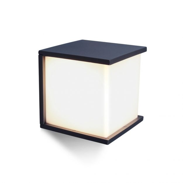 Lutec Box Cube - buiten wandlamp - 16 x 17 x 16 cm - IP44 - donkergrijs