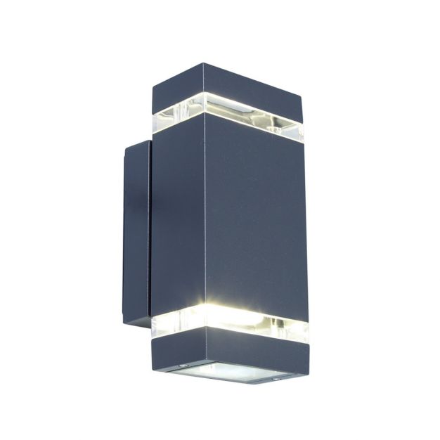 Lutec Focus - buiten wandlamp - 11 x 11 x 23 cm - 7,6W LED incl. - IP44 - donkergrijs