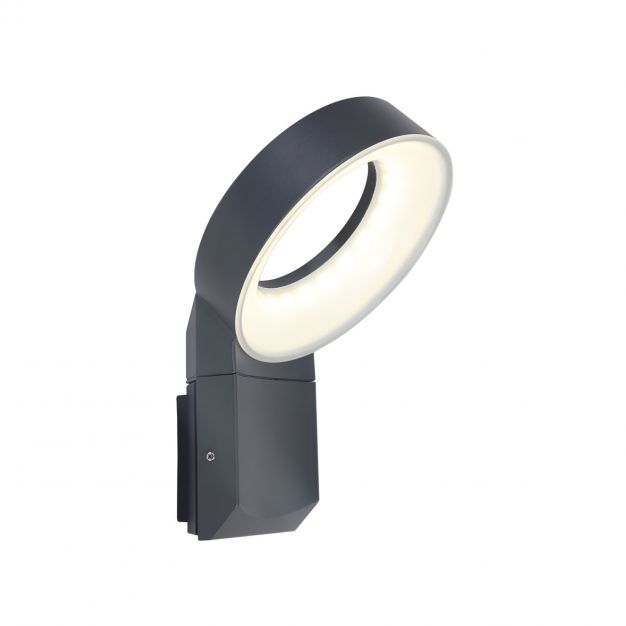 Lutec Meridian - buiten wandlamp - 17 x 18 x 26 cm - 16W LED incl. - IP54 - donkergrijs
