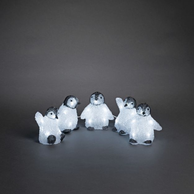 Konstsmide kerstverlichting - baby pinguïns - 12 x 8 x 12,5 cm - IP44 - zwart & wit