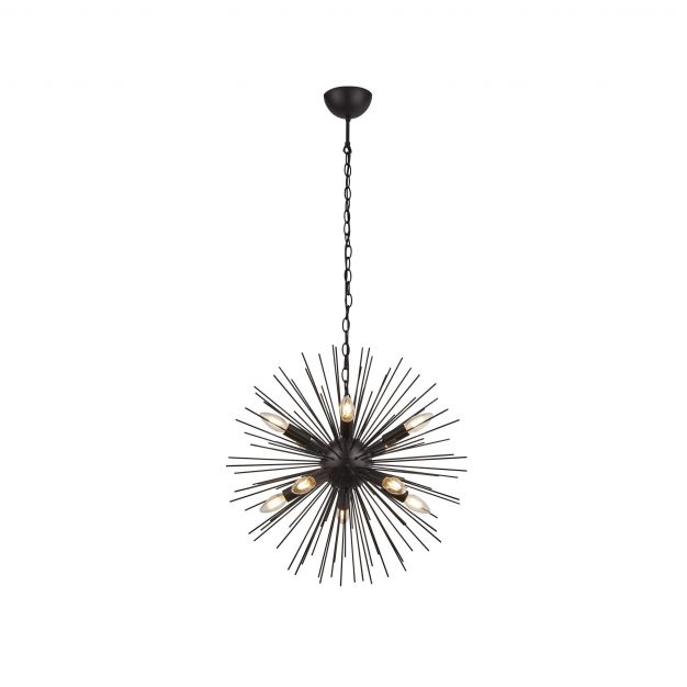Searchlight Sputnik - hanglamp - Ø 56 x 120 cm - mat zwart