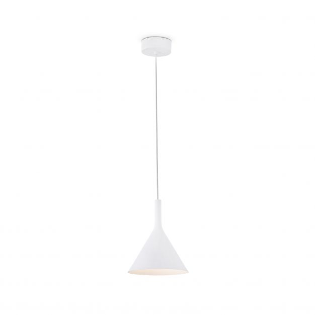Faro Pam - hanglamp - Ø 16,5 x 21,5 cm - 11W - mat wit