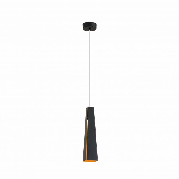 Faro Pluma - hanglamp - Ø 8,2 x 36 cm - 3W LED incl. - zwart en goud