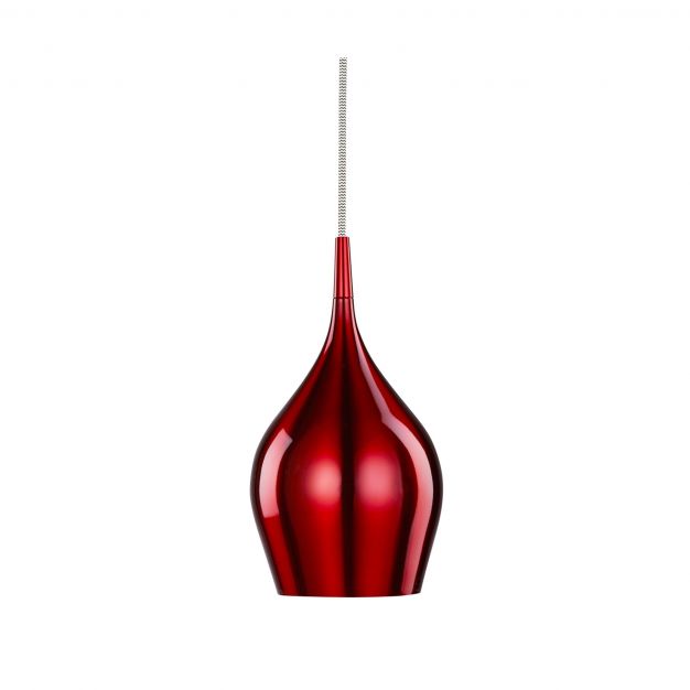 Searchlight Vibrant - hanglamp - Ø 12 x 142 cm - wijn rood