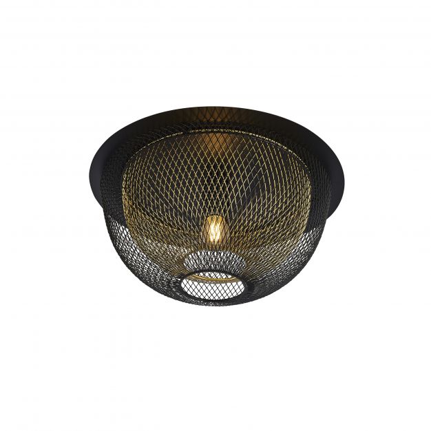 Searchlight Honeycomb - plafondverlichting - Ø 40 x 21 cm - mat zwart en goud
