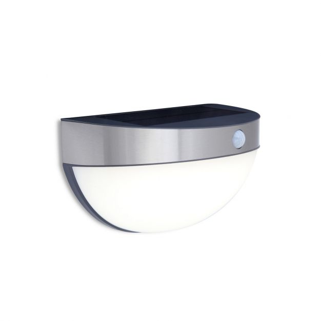 Lutec Bubble - buiten wandlamp met sensor op zonne-energie - 22 x 12 x 12 cm - 2,3W LED incl. - IP44 - roestvrij staal