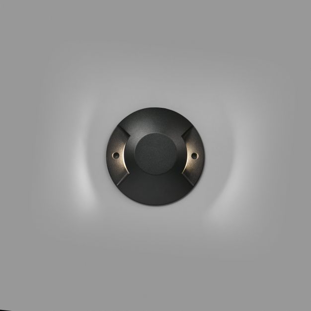 Faro Loth - wandverlichting - Ø 20 x 4,2 cm - 12W LED incl. - IP67 - mat zwart