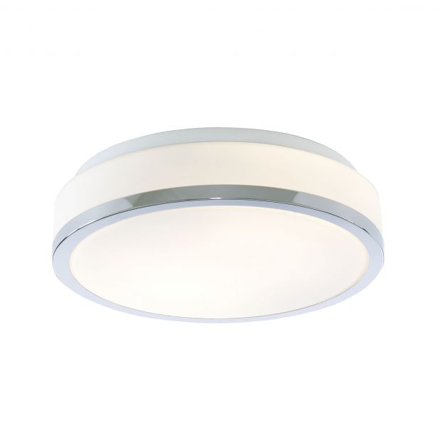 Searchlight Discs - plafondlamp badkamer - Ø 29 x 9,5 cm - IP44 - opaal en chroom