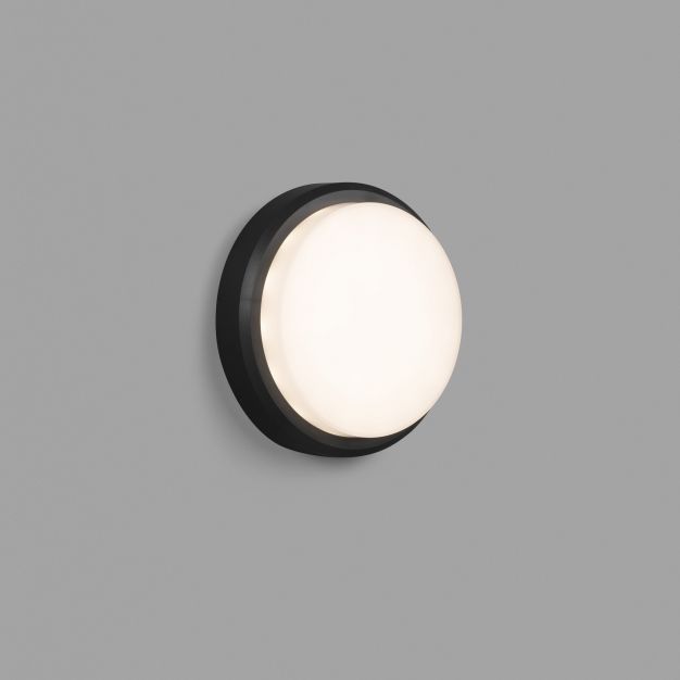 Faro Tom - wandverlichting - Ø 19 x 6 cm - 7W LED incl. - IP65 - donkergrijs