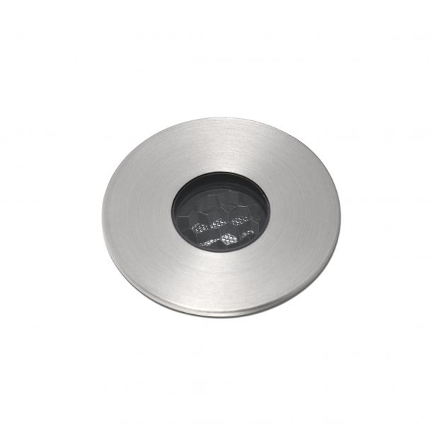 Faro Grund - ronde grondspot voor buiten - Ø 37 mm, Ø 32 mm inbouw - 2W LED incl. - IP67 - satijn inox – warm witte lichtkleur (3000K)