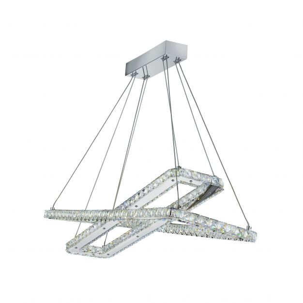 Searchlight Clover - hanglamp - 80 x 26 x 120 cm - 50W LED incl. - chroom