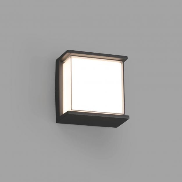 Faro Hikari - wandverlichting - 17 x 9 x 17 cm - 10W LED incl. - IP65 - donkergrijs