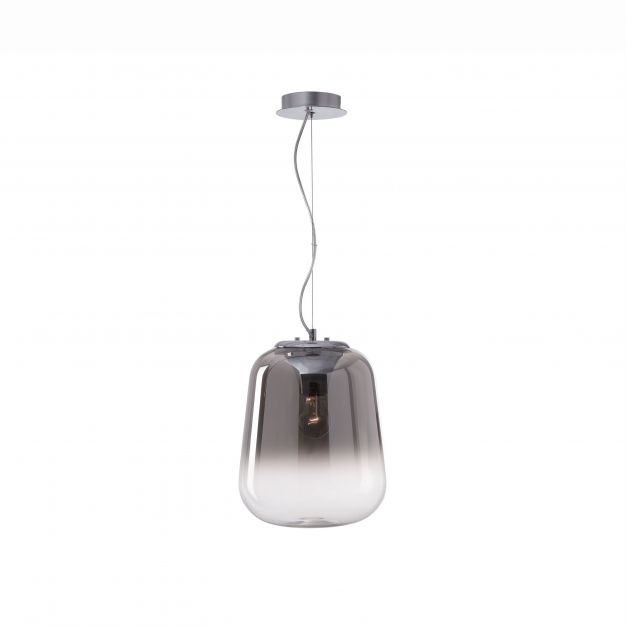 Nova Luce Oliverio - hanglamp - Ø 45 x 120 cm - gerookt glas en chroom