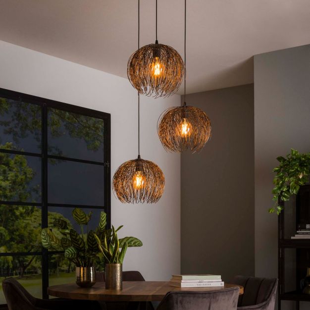 Vico Beach - hanglamp - Ø 67 x 150 cm - zwart bruin