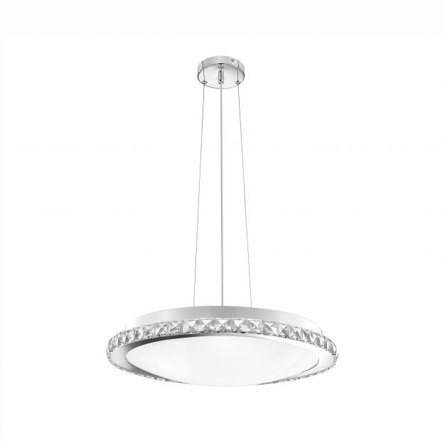 Nova Luce Palermo - hanglamp - Ø 50,5 x 100 cm - chroom en wit
