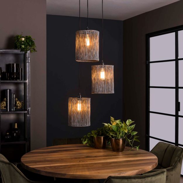 Vico Stringshade - hanglamp - Ø 40 x 150 cm - zwart nikkel