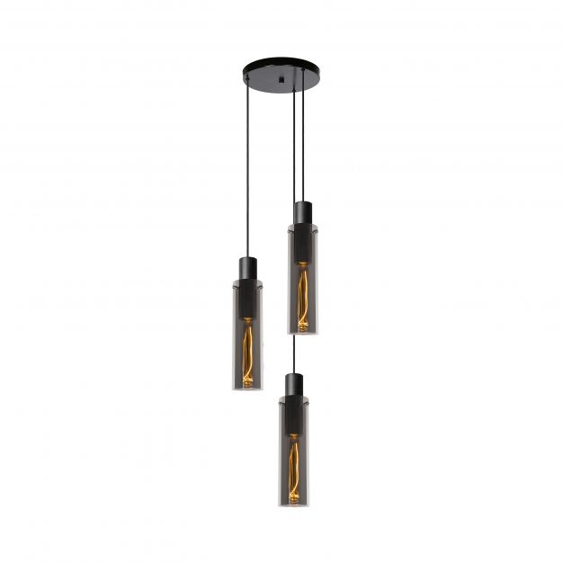 Lucide Orlando - hanglamp - Ø 32 x 172 cm - rookgrijs en zwart