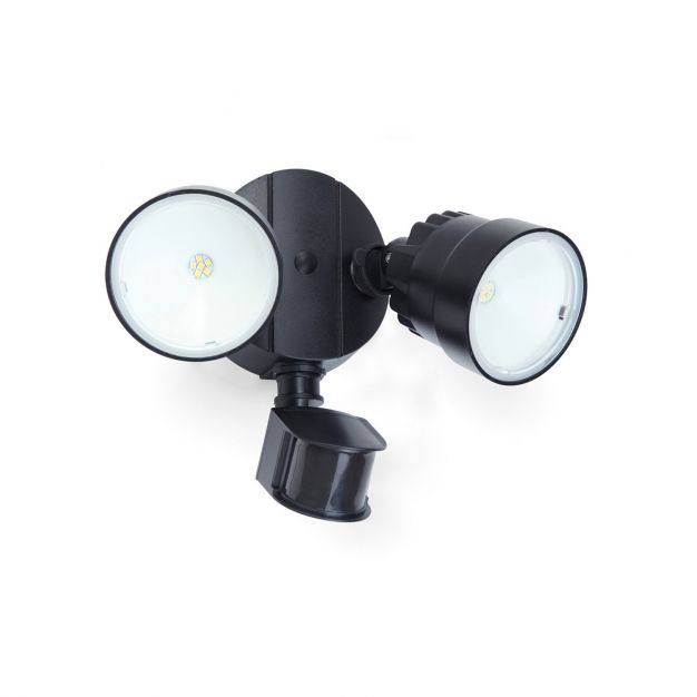 Lutec Shrimp II - buiten wandlamp met sensor - 26 x 18 x 20 cm - 12W LED incl. - IP54 - zwart