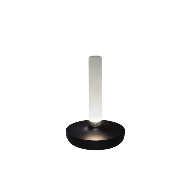Konstsmide Biarritz - buiten tafellamp - Ø 13,5 x 20,5 cm - 2,5W dim to warm LED incl. - oplaadbaar - IP54 - zwart