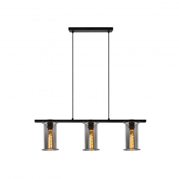 Lucide Dounia - hanglamp - 99 x 25 x 158 cm - zwart en rookgrijs