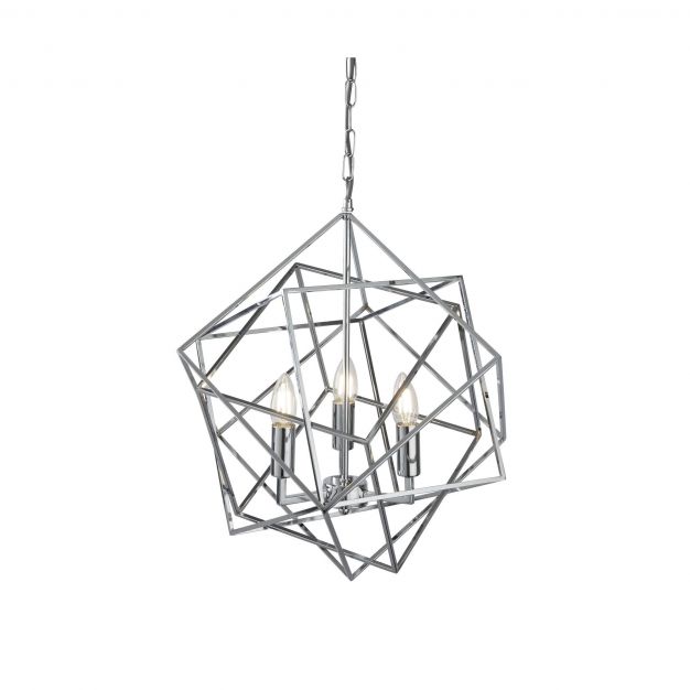 Searchlight Cube - luster - Ø 48 x 150 cm - chroom