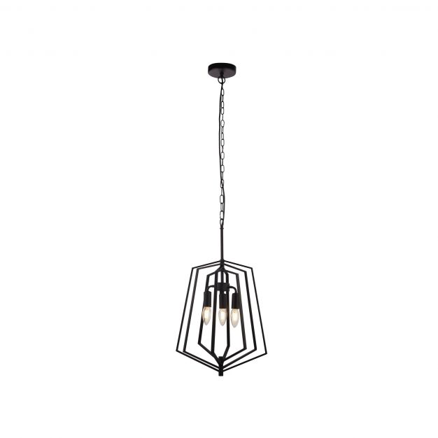 Searchlight Slinky - hanglamp - 35 x 35 x 110 cm - mat zwart