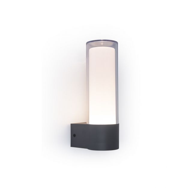 Lutec Dropa - buiten wandverlichting - slimme verlichting - Lutec Connect - 8,2 x 11,2 x 26 cm - 10W LED incl. - IP44 - donkergrijs