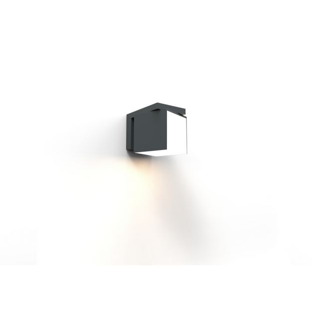 Lutec Cuba - buiten wandverlichting - 10 x 14,8 x 11,6 cm - 12,2W LED incl. - IP54 - 4000K - donkergrijs