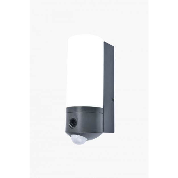 Lutec Pollux - buiten wandverlichting met bewegingsmelder en camera - slimme verlichting - Lutec Connect - 8 x 11,1 x 23,6 cm - 18,8W LED incl. - IP44 - donkergrijs