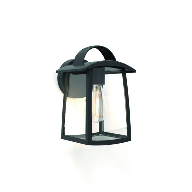 Lutec Kelsey - buiten wandverlichting - 17 x 18,5 x 26 cm - IP44 - transparant glas - zwart