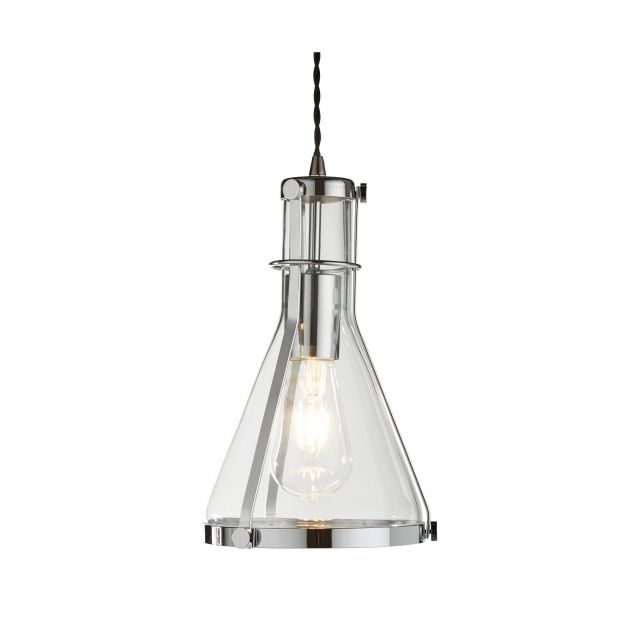 Searchlight Metal and Glass Pendants - hanglamp - Ø 19 x 120  cm - chroom