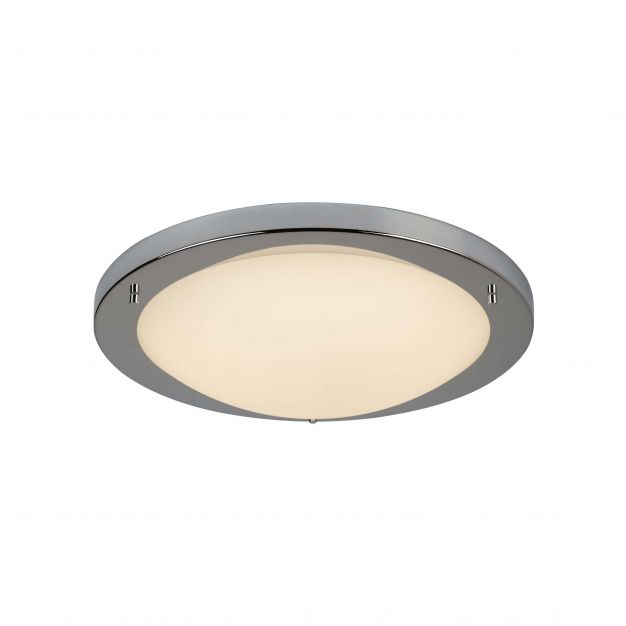 Searchlight LED Flush - plafondlamp badkamer - Ø 41 x 9 cm - 20W LED incl. - IP44 - wit en chroom
