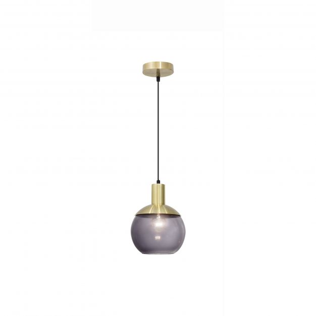 Nova Luce Aubrey - hanglamp - Ø 20 x 120 cm - grijs en messing