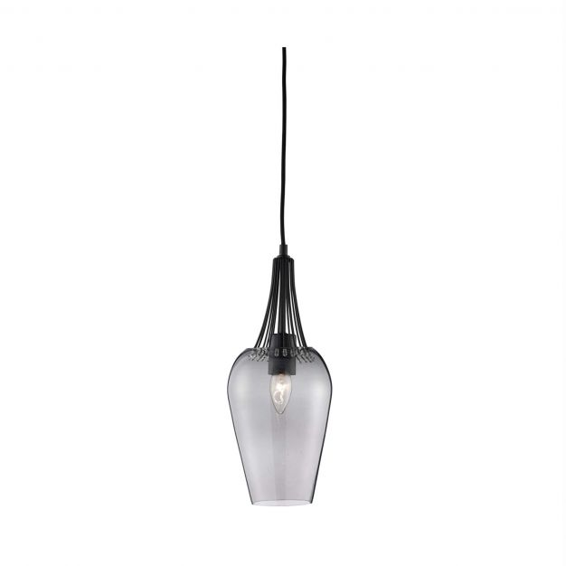 Searchlight Whisk - hanglamp - Ø 16 x 105 cm - mat zwart