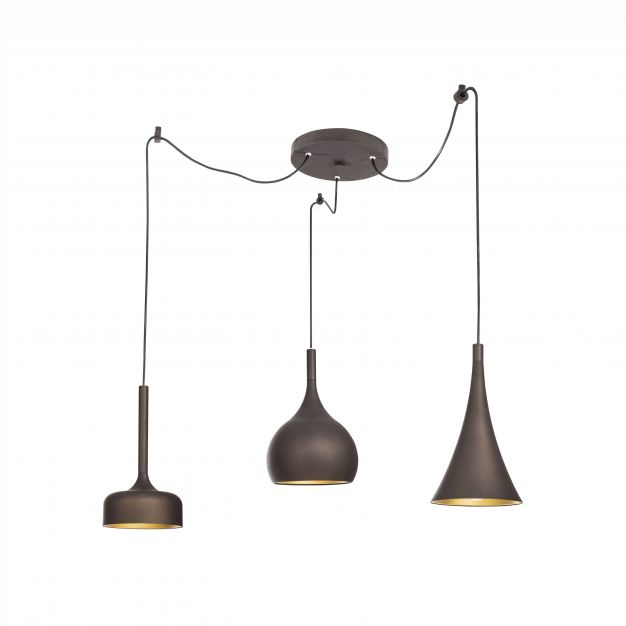 Nova Luce Nuorese - hanglamp - Ø 37 x 150 cm - donker bruin