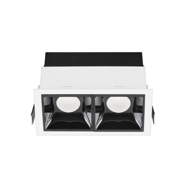 Nova Luce Sorel - inbouwspot - 115 x 62 mm, 108 x 57 mm inbouwmaat - 2 x 7W LED incl. - wit en zwart