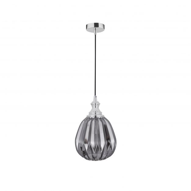 Nova Luce Zarley - hanglamp - Ø 18 x 120 cm - chroom en rookgrijs