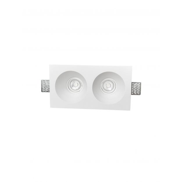 Nova Luce Mib - dubbele inbouwspot - 252 x 58 mm, 258 x 137 mm inbouwmaat - wit gips