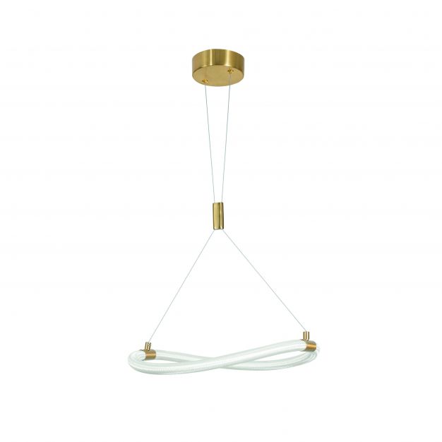 Nova Luce Cerelia - hanglamp - Ø 40 x 120 cm - 15W LED incl. - messing goud en wit