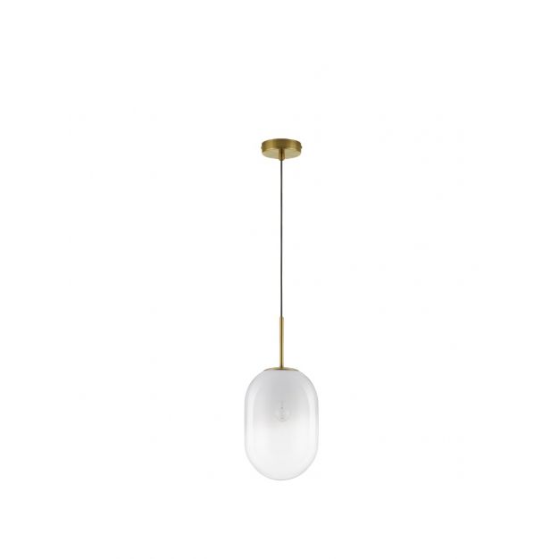 Nova Luce Chrysi - hanglamp - Ø 18 x 120 cm - messing goud en wit