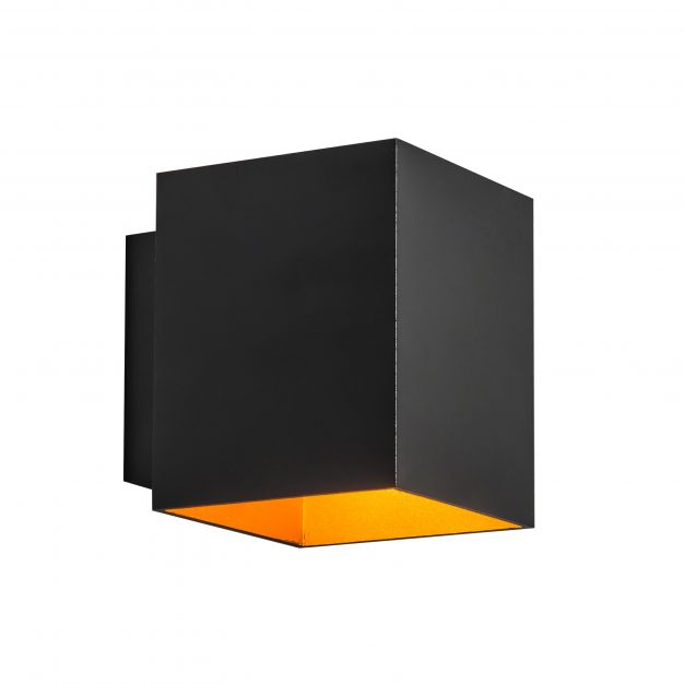 Zuma Line Sola WL Square - wandverlichting - 10 x 8 x 10 cm - zwart en goud