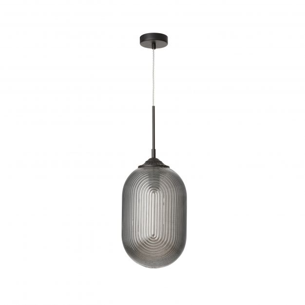 Nova Luce Athena - hanglamp - Ø 22,5 x 120 cm - rokerig grijs en mat zwart