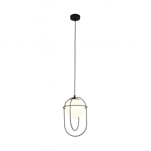 Searchlight Axis - hanglamp - Ø 23 x 133,5 cm - zwart en opaal wit